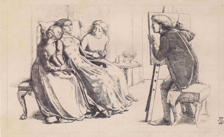 St Agnes of Intercession,Sir John Everett Millais,Copperplate Etching,Copperplate Etching, multiple boys