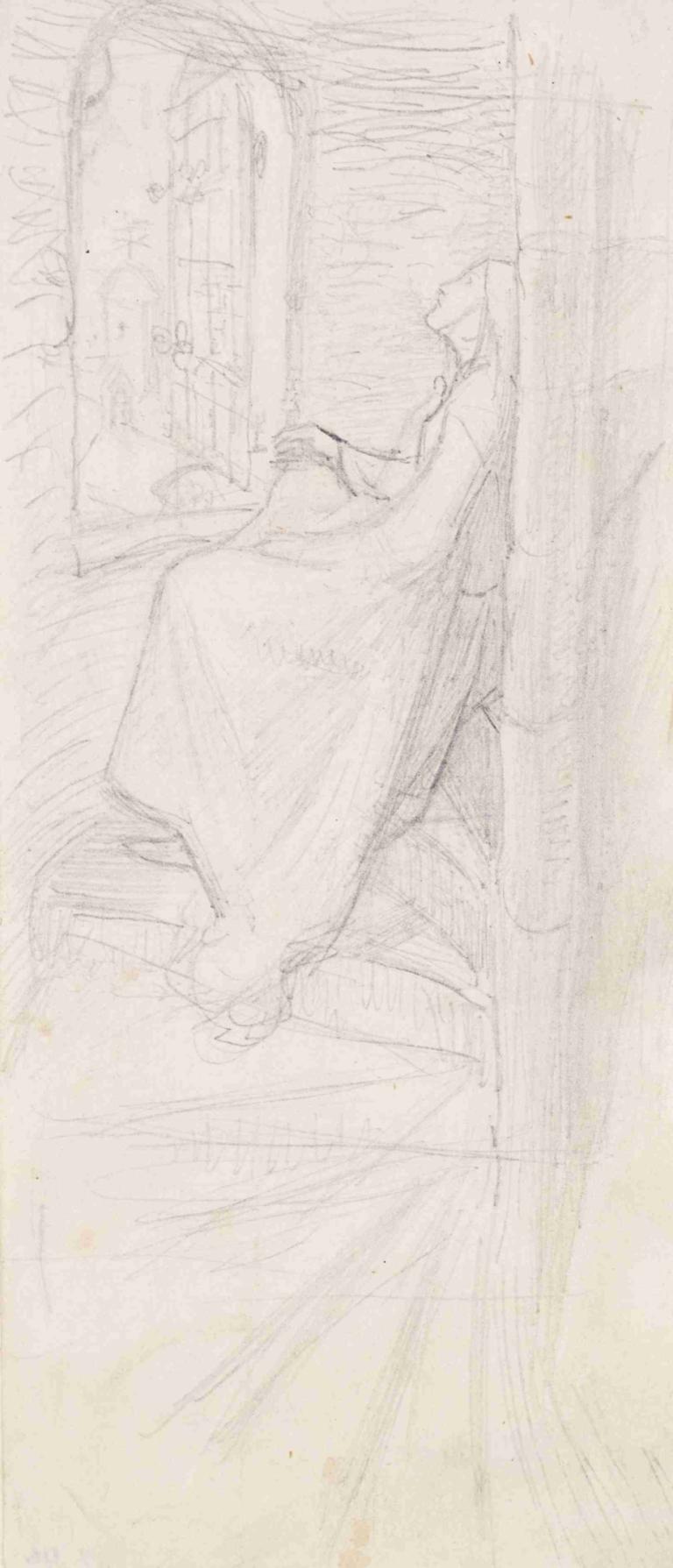 Tennyson's 'St Agnes Eve' - Compositional Sketch,테니슨의 '성 아그네스 이브' - 구도 스케치,Sir John Everett Millais