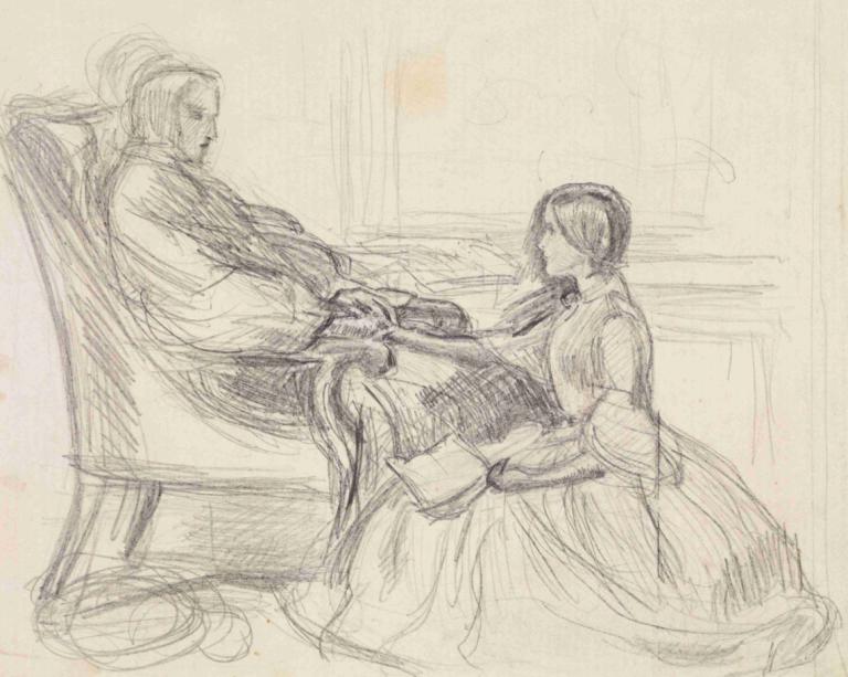 Tennyson's The Grandmother's Apology - Figure Study,Tennyson是祖母的道歉-人物研究,Sir John Everett Millais,約翰·埃弗雷特·米萊爵士