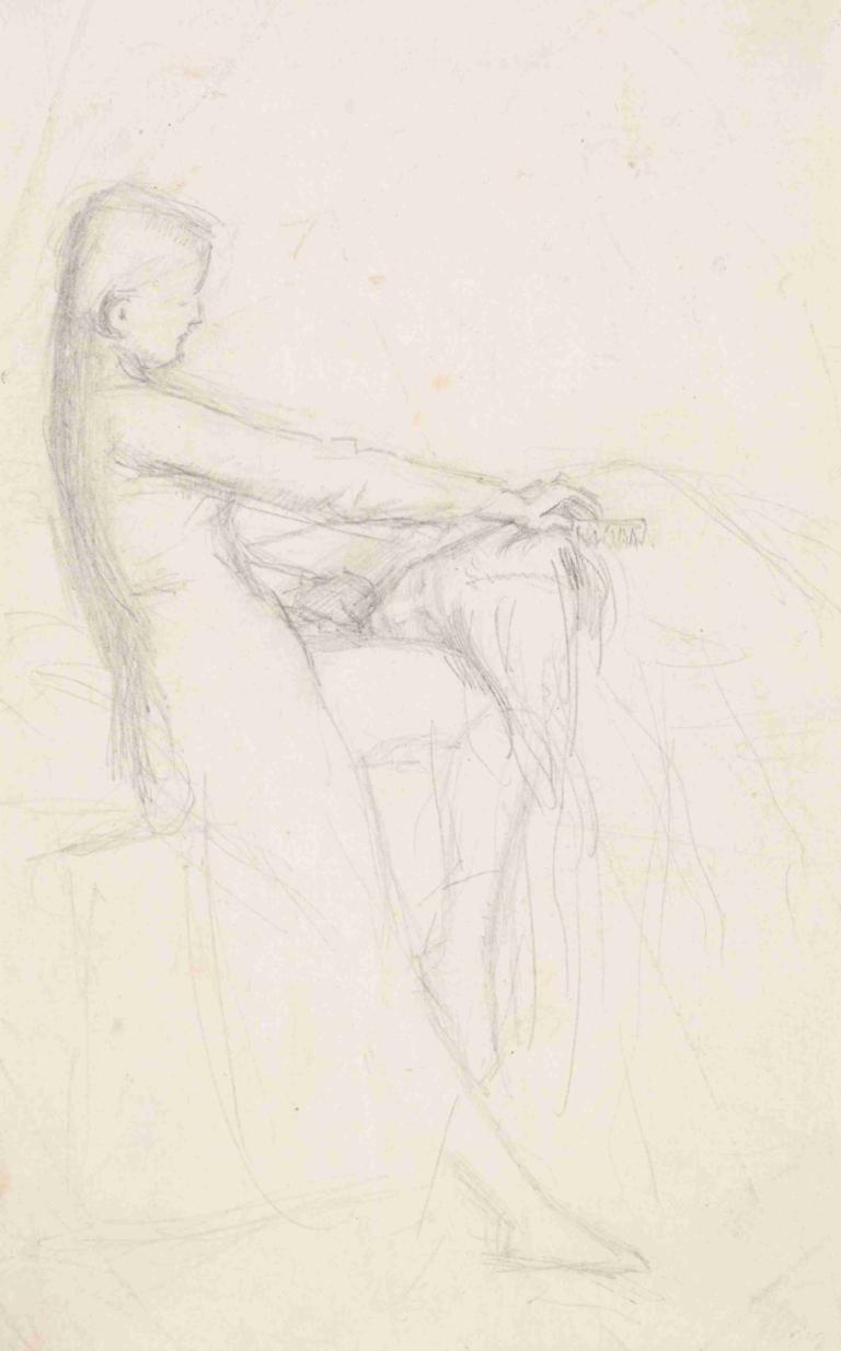 Tennyson's The Sisters - Figure Sketch,Tennyson's The Sisters - Sketsa Gambar,Sir John Everett Millais,Sketsa