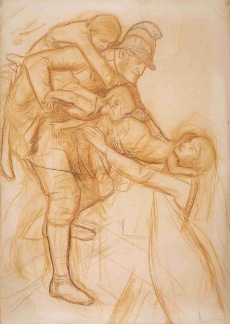 The Rescue,Die Rettung,Sir John Everett Millais,Skizze,Skizze, skizzieren, mehrere Jungen, Hut, einfarbig