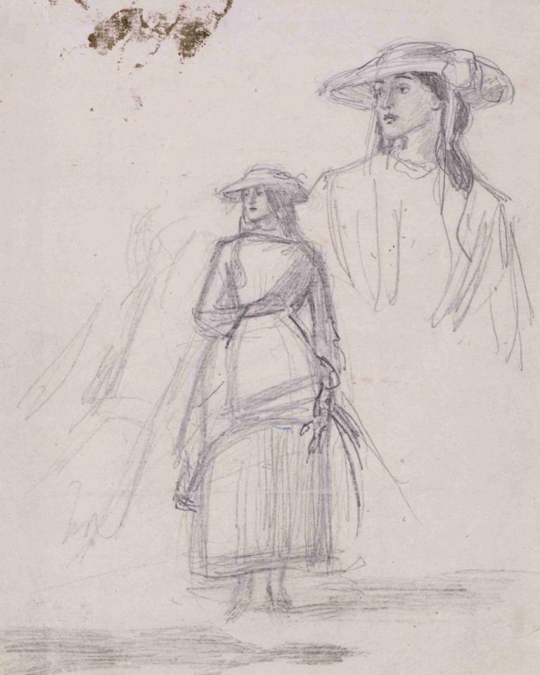 Thomas Hood's Ruth - Two Figure Sketches,Thomas Hoods Ruth - Zwei Figurenskizzen,Sir John Everett Millais