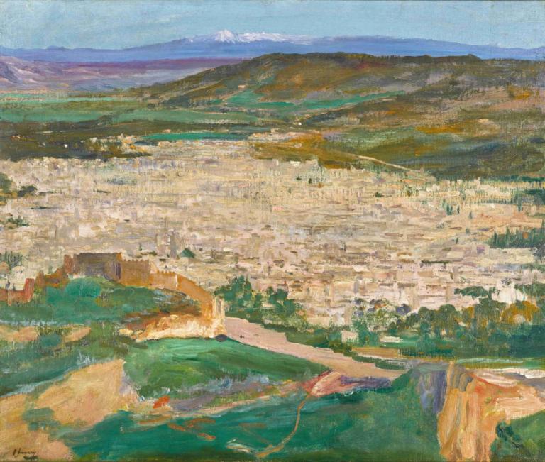 A View of Fez,Sir John Lavery,Oil Painting,Oil Painting, scenery, no humans, outdoors, landscape