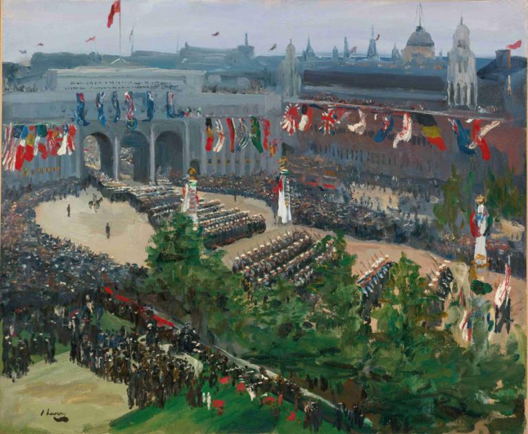 Admiralty Arch, 19th July 1919,Sir John Lavery,Oil Painting,Oil Painting, flag, scenery, outdoors