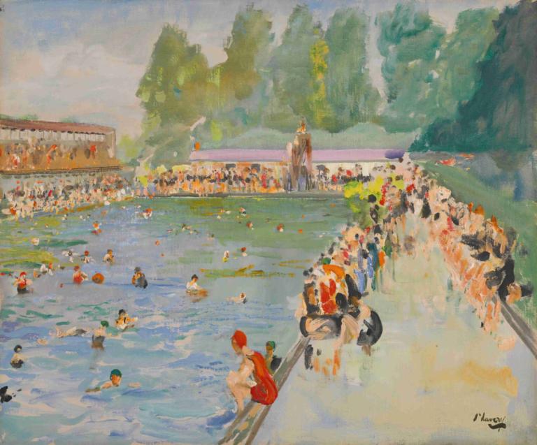 Chiswick Baths,Sir John Lavery,Oil Painting,Oil Painting, outdoors, traditional media, painting (medium)