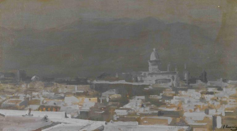 Moonlight, Tetuan, Morocco,Månsken, Tetuan, Marocko,Sir John Lavery,Oljemålning,Oljemålning, landskap