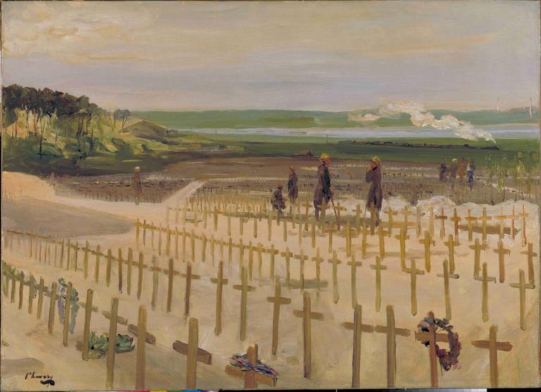 The Cemetery, Etaples, 1919,Kyrkogården, Etaples, 1919,Sir John Lavery,Oljemålning,Oljemålning, utomhus