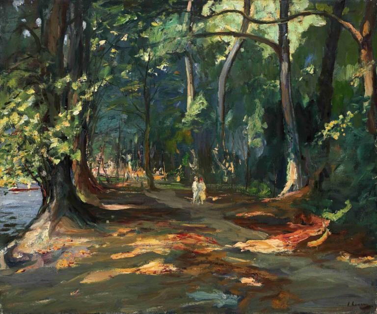 The path by the river, Maidenhead,Vägen vid floden, Maidenhead,Sir John Lavery,Oljemålning,Oljemålning, träd