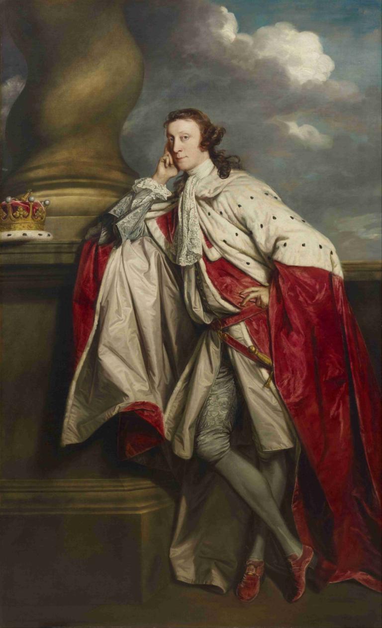 James, 7th Earl of Lauderdale,Sir Joshua Reynolds,Oil Painting,Oil Painting, solo, cloud, brown hair, sky