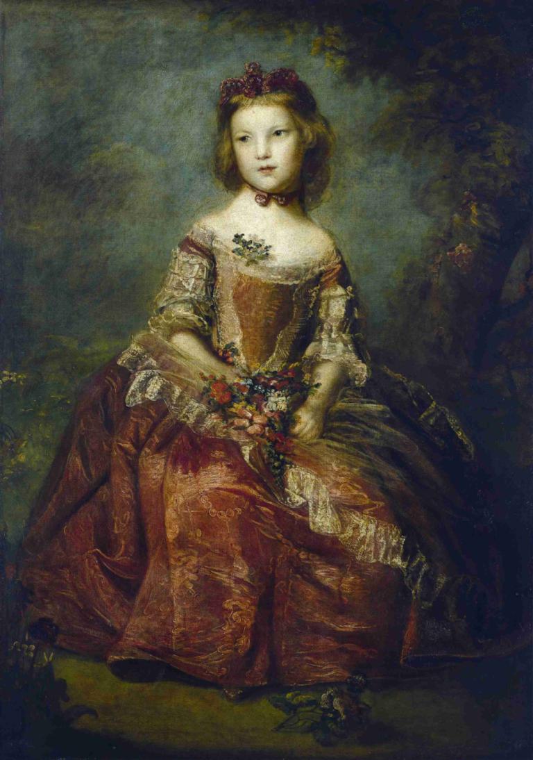 Lady Elizabeth Hamilton,レディ・エリザベス・ハミルトン,Sir Joshua Reynolds,サー・ジョシュア・レイノルズ,油絵,油絵, 1女の子, ドレス, 花, ソロ, 美術パロディ