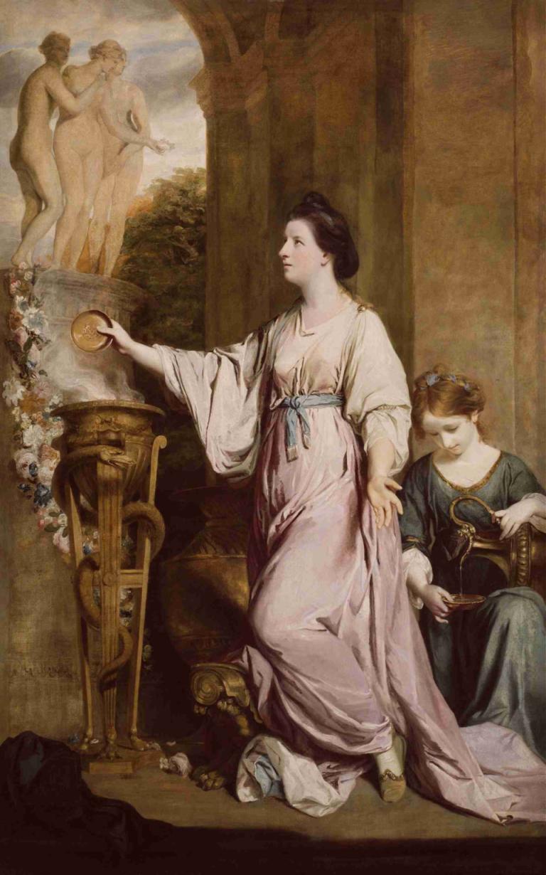 Lady Sarah Bunbury Sacrificing to the Graces,レディ・サラ・バンバリー、グレイセスへの犠牲,Sir Joshua Reynolds,サー・ジョシュア・レイノルズ,油絵,油絵