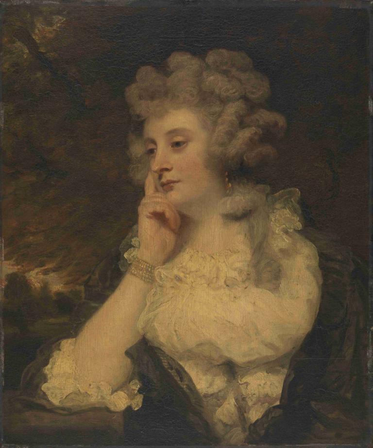 Mrs Jane Braddyll,Sir Joshua Reynolds,Oil Painting,Oil Painting, 1girl, solo, jewelry, fine art parody