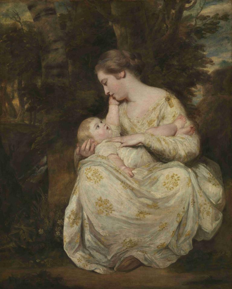 Mrs Susanna Hoare and Child,Sir Joshua Reynolds,Oil Painting,Oil Painting, dress, blonde hair, 2girls