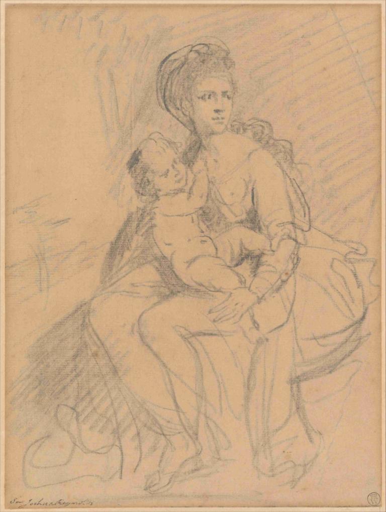 Study of a Woman and Child,Studie van een vrouw en kind,Sir Joshua Reynolds,Schetsen,Schetsen, 1meisje