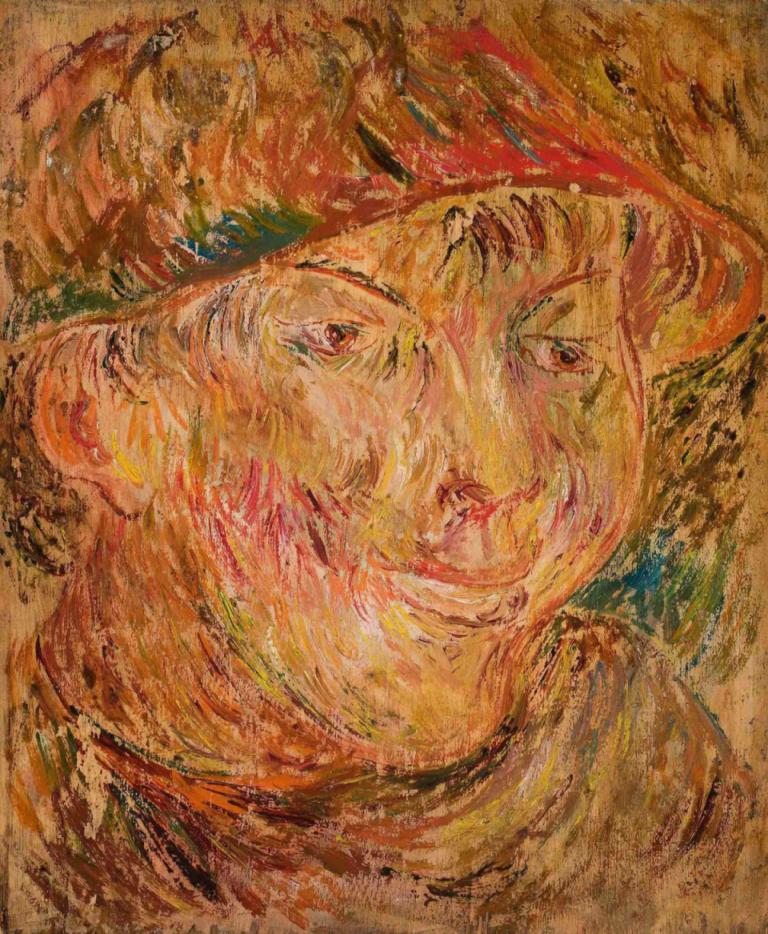 Head of a boy in a hat,Hodet til en gutt i hatt,Tadeusz Makowski,Oljemaleri,Oljemaleri, solo