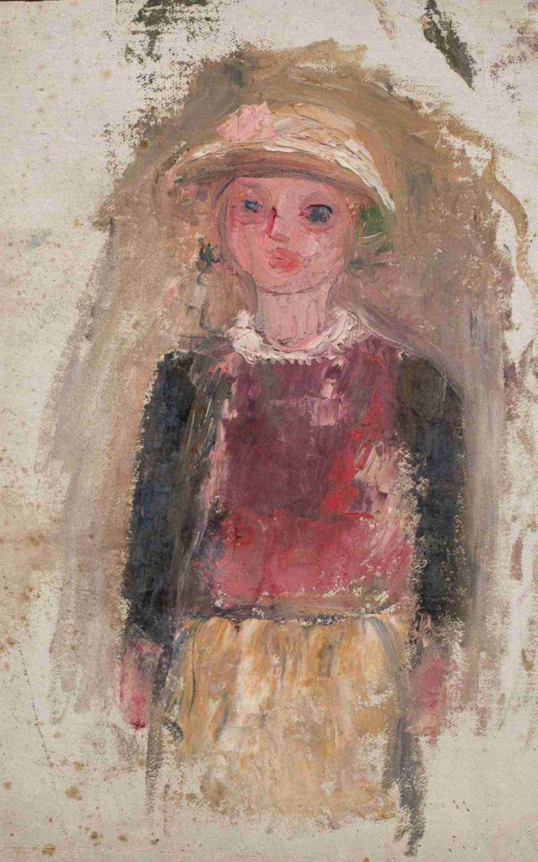 Little girl in a red waistcoat,Deklica v rdečem telovniku,Tadeusz Makowski,Oljna slika,Oljna slika, solo