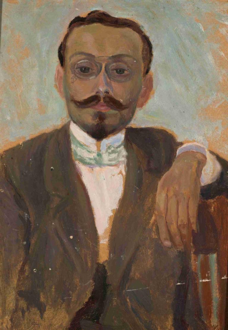 Portrait of sculptor Bolesław Bałzukiewicz,Potret pematung Bolesław Bałzukiewicz,Tadeusz Makowski