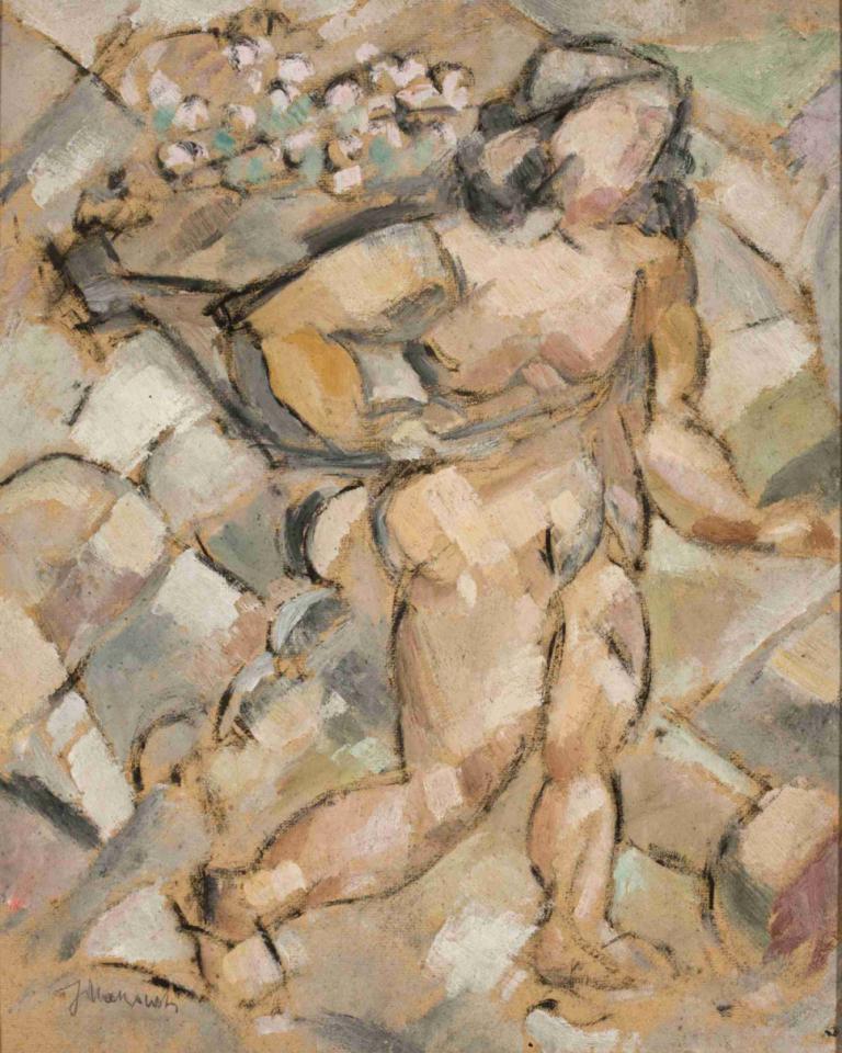 Running woman,Juokseva nainen,Tadeusz Makowski,Öljymaalaus,Öljymaalaus, yksin, miehen keskittyminen, 1 poika