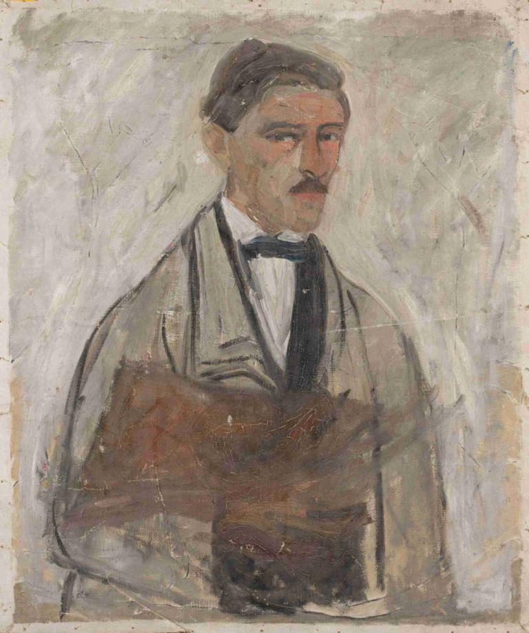 Self-portrait,Omakuva,Tadeusz Makowski,Öljymaalaus,Öljymaalaus, 1 poika, miehen keskittyminen, yksin