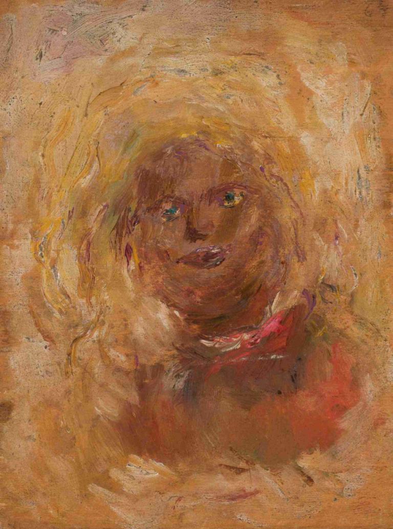 Sketch of a head with fair hair,Luonnos vaaleahiuksisesta päästä,Tadeusz Makowski,Öljymaalaus,Öljymaalaus