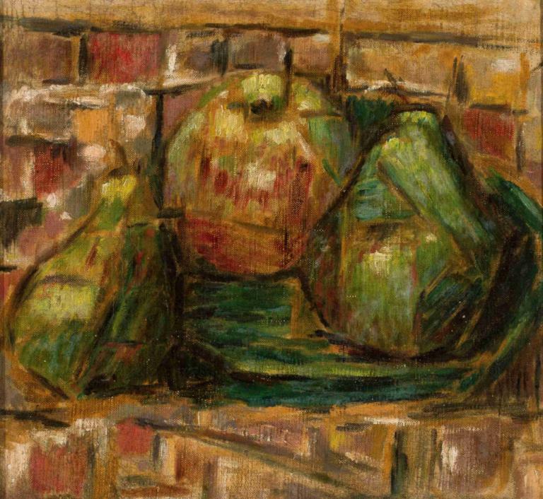 Still life with pears,Masih hidup dengan buah pir,Tadeusz Makowski,Lukisan cat minyak,Lukisan cat minyak