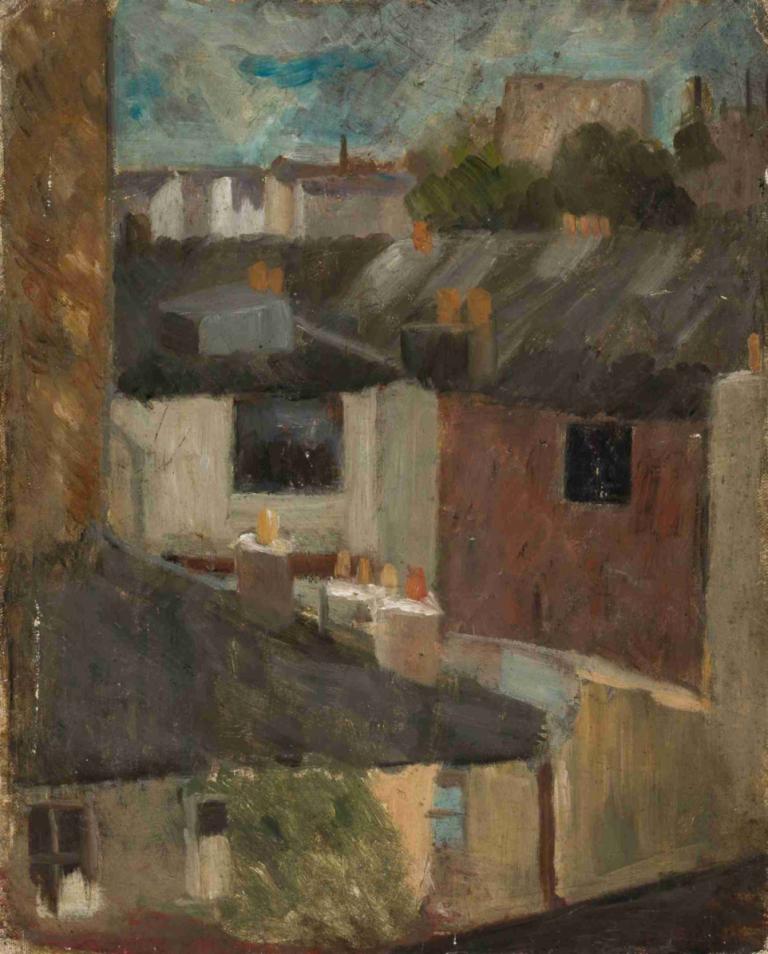 View through the window of a workroom,Bir çalışma odasının penceresinden görünüm,Tadeusz Makowski,Yağlı boya