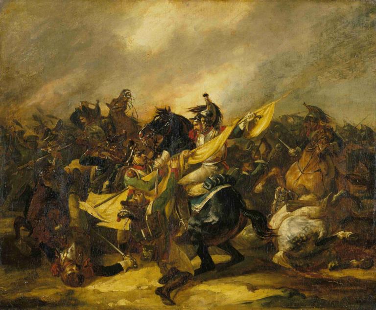 A Charge of Cuirassiers,Een aanval van cavaleristen,Théodore Géricault,Olieverf,Olieverf, paard