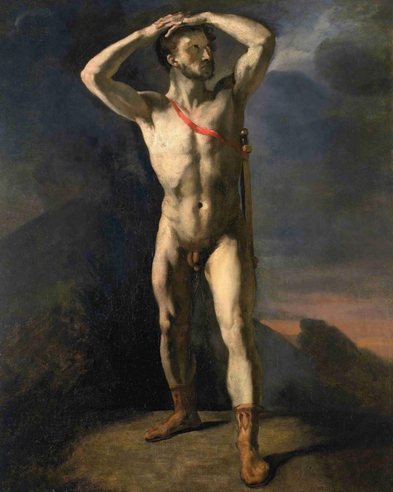 Académie d’homme nu au glaive,Academy of naken mann med sverd,Théodore Géricault,Theodore Gericault