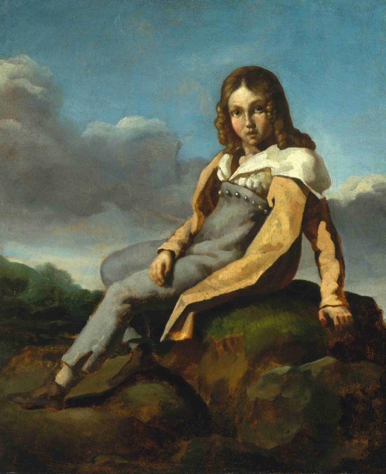 Alfred Dedreux (1810–1860) as a Child,Théodore Géricault,Oil Painting,Oil Painting, solo, 1girl, brown hair