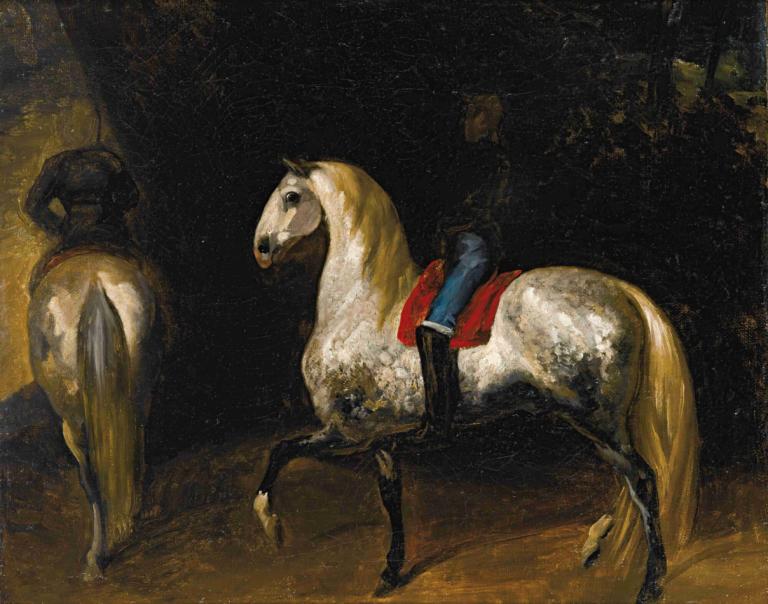 Chevaux Gris Pommelé,Théodore Géricault,Oil Painting,Oil Painting, traditional media, painting (medium)