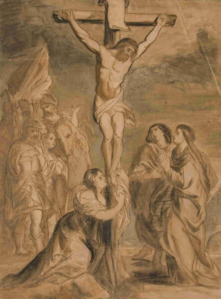 Christ on the Cross Surrounded by Virgin and Saints,Théodore Géricault,Oil Painting,Oil Painting