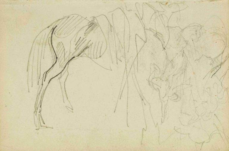 Compositional study, horse studies,Studium kompozycji, studia nad końmi,Théodore Géricault,Szkic,Szkic