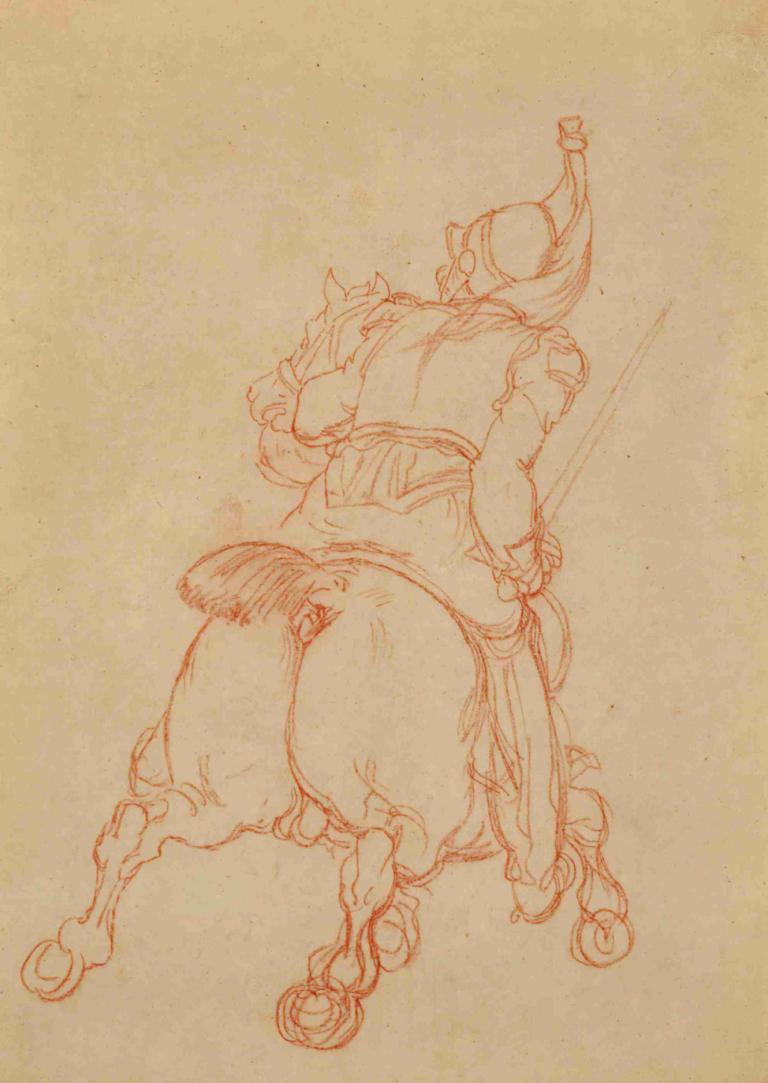 Cuirassier à cheval chargeant,Théodore Géricault,Croquis,Croquis, esquisser, arme, monochrome, solo