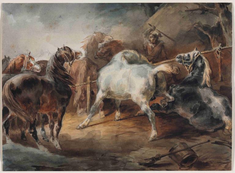 Fighting Horses,Chiến đấu!,Théodore Géricault,- Ý tôi là, thưa sếp.,Tranh sơn dầu,Tranh sơn dầu, ngựa