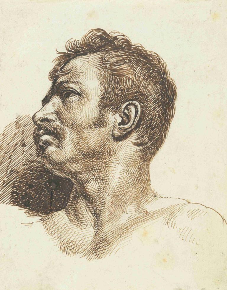 Head of a Man,Hoofd van een man,Théodore Géricault,Schetsen,Schetsen, 1 jongen, solo, mannelijke focus