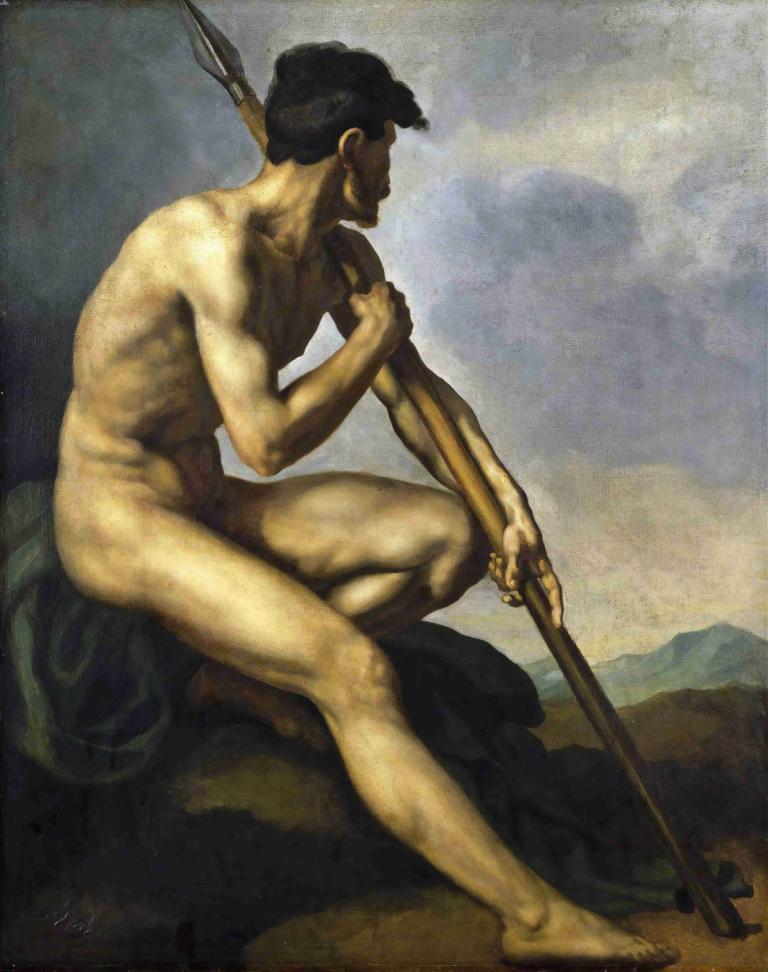 Nude Warrior with a Spear,Một chiến binh khỏa thân với một cây giáo trên tay.,Théodore Géricault,- Ý tôi là