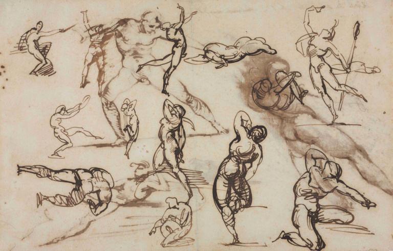 Sheet of Sketches (verso),Théodore Géricault,Sketch,Sketch, monochrome, weapon, sketch, traditional media