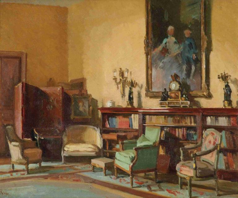 House interior,Husets interiör,Theodoros Ralli,Oljemålning,Oljemålning, målning (objekt), inomhus, stol