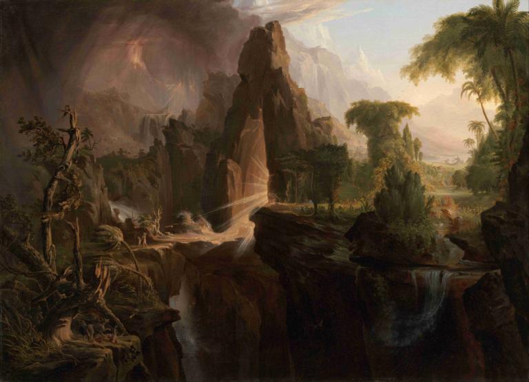 Expulsion from the Garden of Eden,Vertreibung aus dem Garten Eden,Thomas Cole,Ölgemälde,Ölgemälde, Landschaft