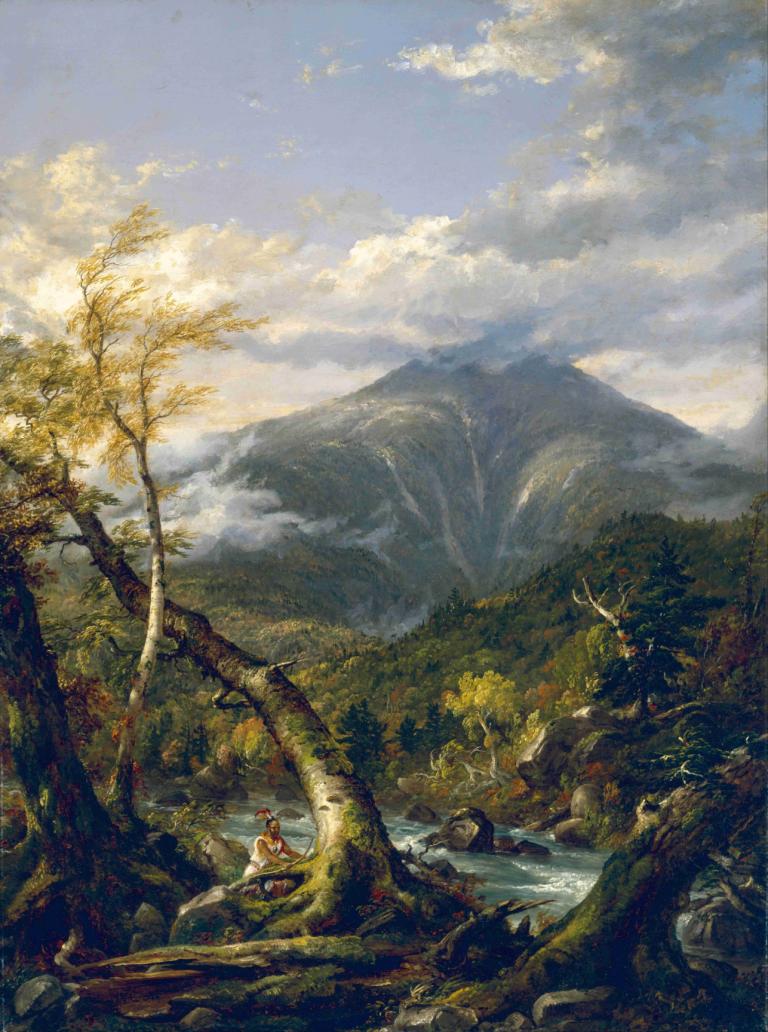 Indian Pass,Indianerpass,Thomas Cole,Ölgemälde,Ölgemälde, Landschaft, draußen, Baum, Wolke, Himmel, 1Mädchen