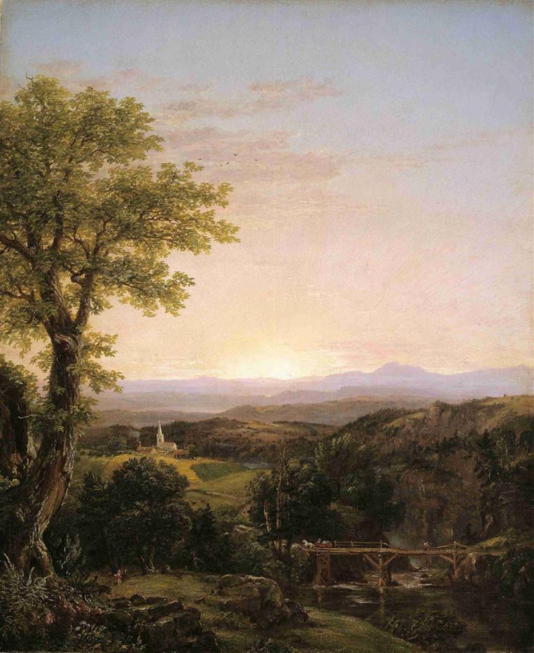 New England Scenery,ทัศนียภาพของนิวอิงแลนด์,Thomas Cole,โทมัส โคล,จิตรกรรมสีน้ำมัน,จิตรกรรมสีน้ำมัน, ทิวทัศน์