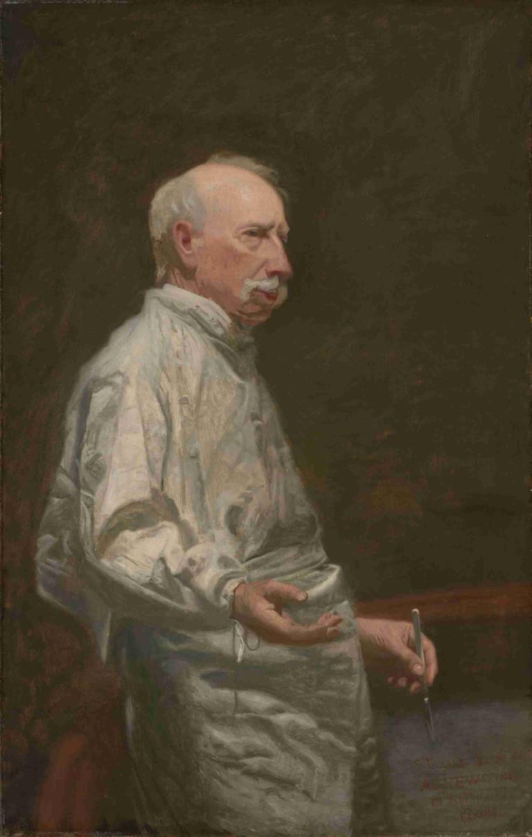 Dr. David Hayes Agnew,Thomas Eakins,Oil Painting,Oil Painting, 1boy, solo, male focus, old, facial hair