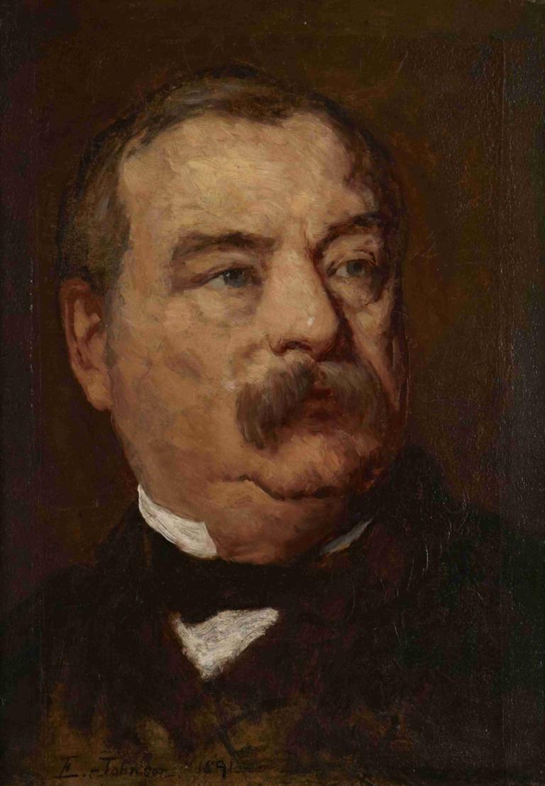 Grover Cleveland,Thomas Eakins,Obraz olejny,Obraz olejny, 1chłopiec, męskie skupienie, solo, zarost, wąsy