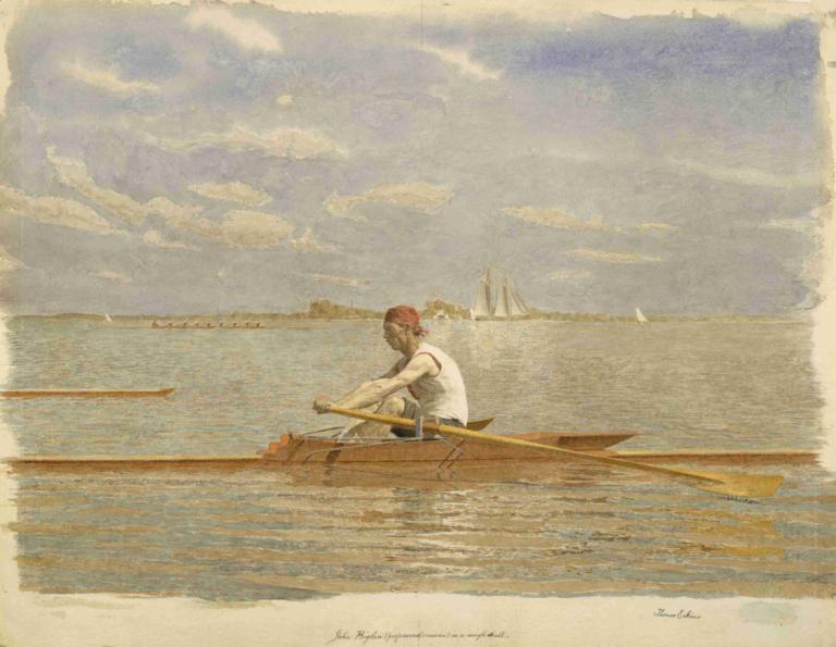 John Biglin in a Single Scull,John Biglin dalam Satu Tengkorak,Thomas Eakins,Lukisan cat minyak