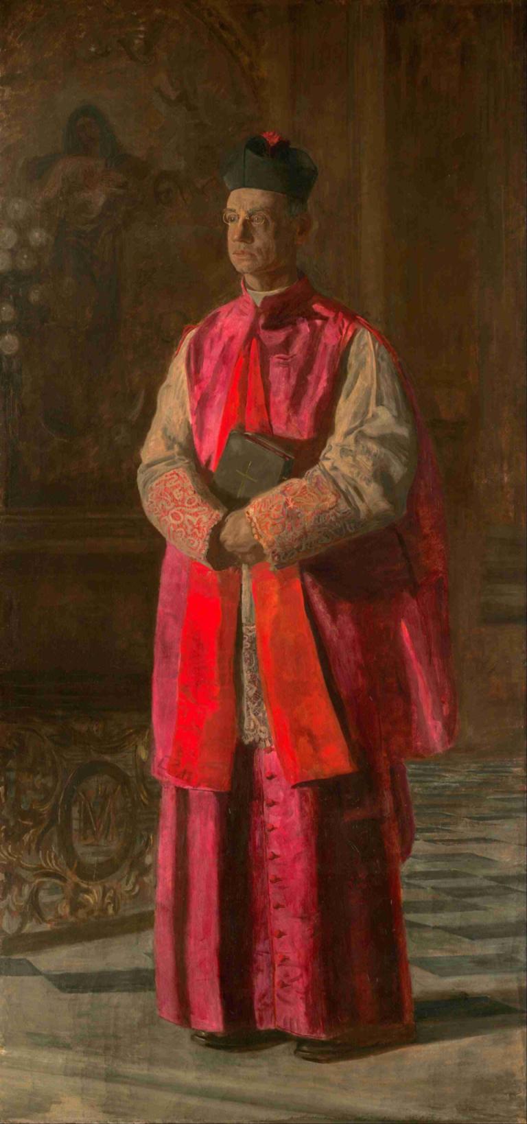 Monsignor James P. Turner,제임스 P. 터너 몬시뇰,Thomas Eakins,토마스 이킨스,오일 페인팅,오일 페인팅, 1남, 독주, 남성 집중, 모자, 전신, 긴 소매