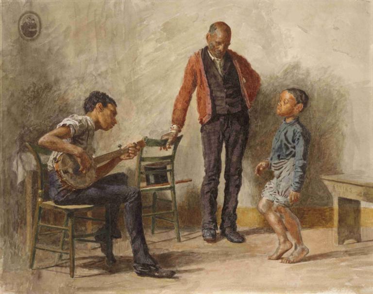 The Dancing Lesson,Danslektionen,Thomas Eakins,Oljemålning,Oljemålning, flera pojkar, instrument, 3 pojkar