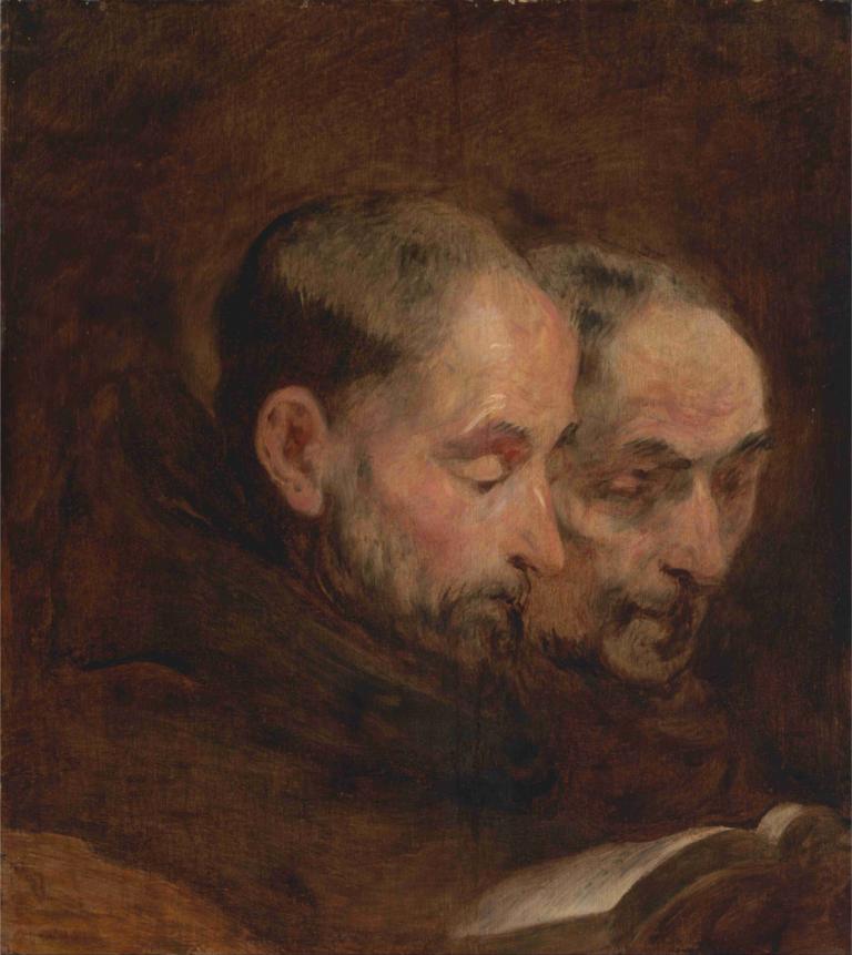 A Copy after a Painting Traditionally Attributed to Van Dyck of Two Monks Reading,一幅傳統上被認為是範戴克的兩個僧侶閱讀的畫作的複製品