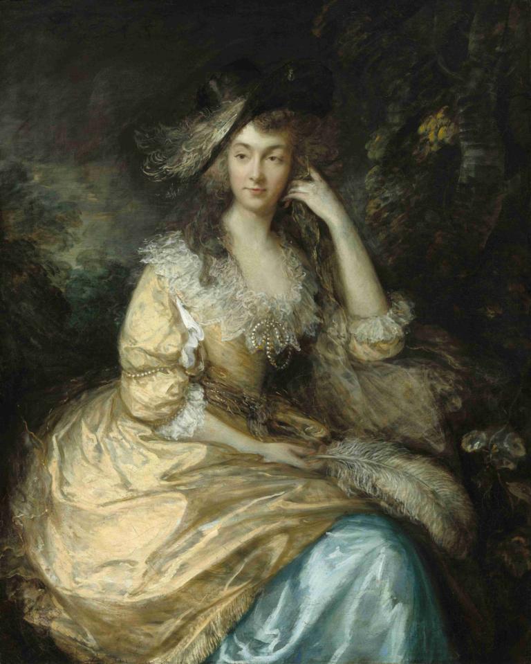 Frances Susanna,Lady de Dunstanville,Thomas Gainsborough,Oil Painting,Oil Painting, 1girl, dress, solo, hat