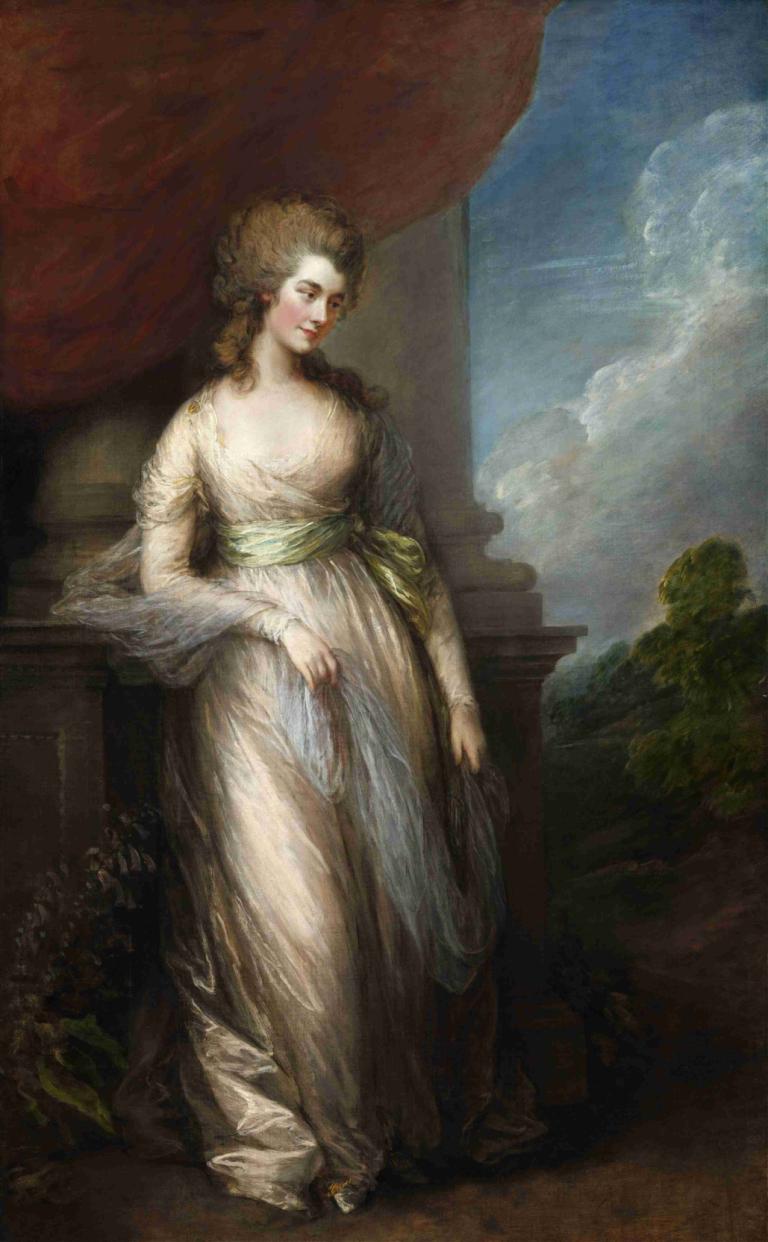 Georgiana,Duchess of Devonshire,Thomas Gainsborough,Oil Painting,Oil Painting, 1girl, fine art parody, solo