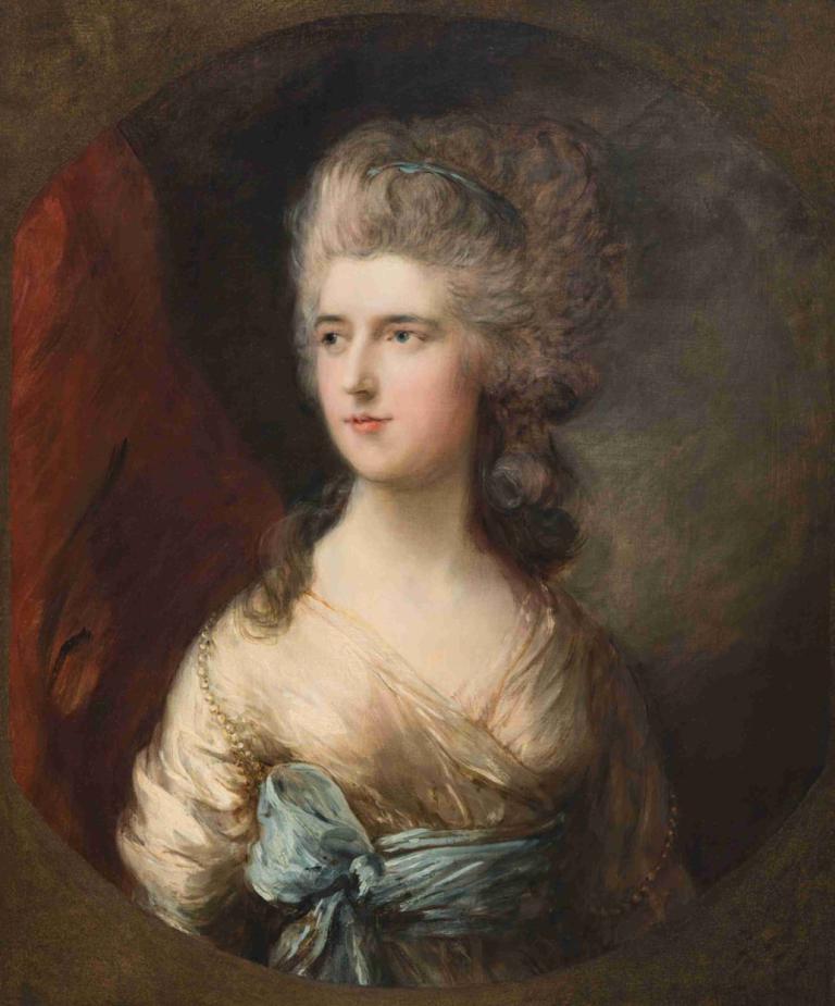 Lady Anna Horatia Waldegrave,Thomas Gainsborough,Oil Painting,Oil Painting, 1girl, solo, blue eyes